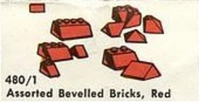 Набор LEGO 480.1 Красные скошенные кирпичики в ассортименте