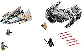 Набор LEGO 75150 Усовершенствованный истребитель TIE Дарта Вейдера против Звёздного истребителя A-Wing