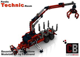 Набор LEGO MOC-7836 Class 2-axle trailer with forestry crane