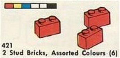 Набор LEGO 421-3 Кирпичики, размер 2, разных цветов